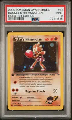 2000 Pokemon Rockets Hitmonchan #11 PSA 9 | Gym Heroes English First Edition - Image 1