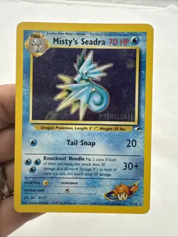 Pokemon Cards Misty’s Seadra 9/132 Prerelease STAMPED Gym Heroes - (NM-) *SWIRL* - Image 1