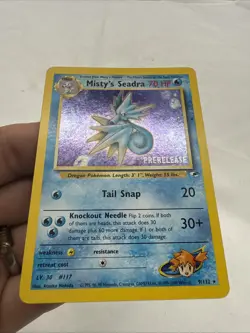 Pokemon Cards Misty’s Seadra 9/132 Prerelease STAMPED Gym Heroes - (NM-) *SWIRL* - Image 2