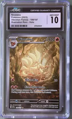 CGC 10 Ninetales 199/197 2023 Pokemon SV03: Obsidian Flames EN Illustration Rare - Image 1