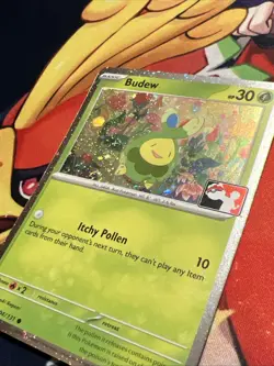 Play! Pokemon Prize Pack Series 7 Prismatic Evolutions Cosmo Holo 004/131 Budew - Image 2