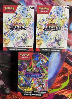 Pokemon TCG 2 Prismatic Evolutions 1 Phantasmal Flames Booster Bundle Lot of 3 - Image 1