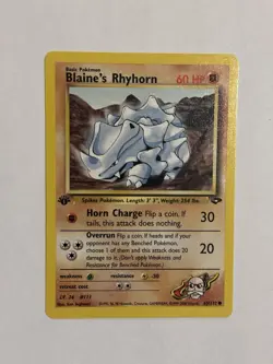 Pokemon Blaine's Rhyhorn 65/132 Gym Challenge 1st Edition 60 HP Common Regular - Image 1