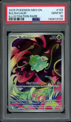 2025 Pokemon Mega Evolution Bulbasaur 133/132 PSA 10 Illustration Rare - Image 1