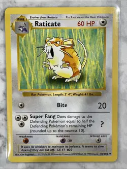 Raticate 040/102 Base Set (Shadowless) Regular Pokemon Wizards - Image 1