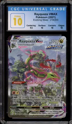 Pokemon Rayquaza VMAX Evolving Skies Secret Rare Alt Art #218 CGC 10 Pristine - Image 1