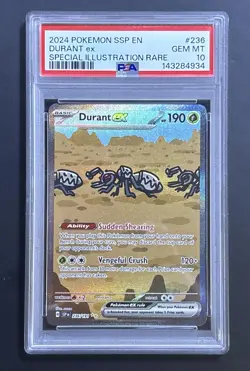PSA 10 Durant ex 236/191 Pokemon Surging Sparks SIR Alt Art - Image 1