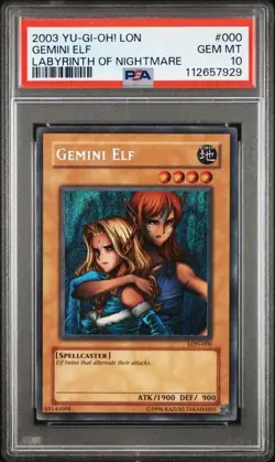 Gemini Elf *PSA 10* LON-000 *Secret Rare HOLO BLEED* Labyrinth Of Nightmare*2003 - Image 1