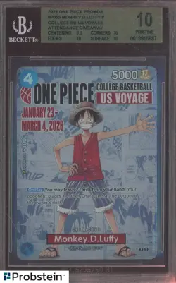 2026 Monkey D Luffy One Piece Promo College Basketball US Voyage BGS 10 PRISTINE - Image 1
