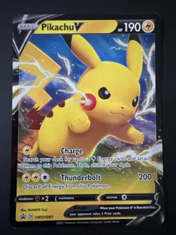 Pokemon 2021 Pikachu v SWSH061 Sword & Shield Black Star Promo Card - Image 1
