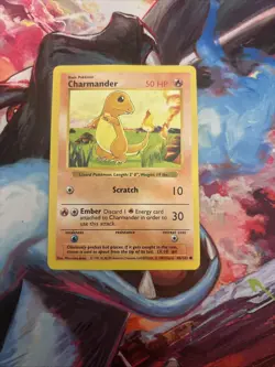 Pokemon TCG Charmander Card 46/102 Common Shadowless Base Set Vintage NM - Image 1