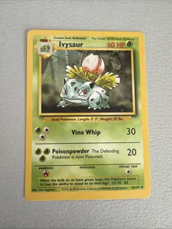 VINTAGE Ivysaur 30/102 Base Set Unlimited Pokemon Card 1999 NM - Free Shipping - Image 1