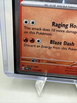 Pokemon TCG Paldean Tauros 111/091 Paldean Fates Shiny Holo Rare Card - Image 3