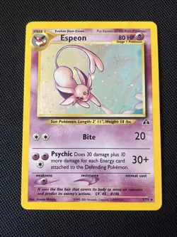 Pokemon Espeon Neo Discovery TCG 1/75 Holo Rare Card (MP/HP) - Image 1