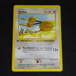 1999 POKEMON 1ST ED STAMP BLEED ERROR SHADOWLESS DODUO #48/102 CARD WOTC BASE NM - Image 1