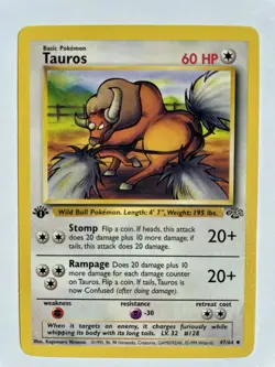 Pokemon Card 1999 Jungle Set Tauros 47/64 1st Edition NM-Mint - Image 1