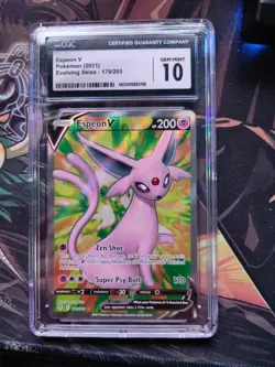 Espeon V Full Art CGC 10 Ultra Rare Holo Pokemon Card Evolving Skies 179/203 - Image 1