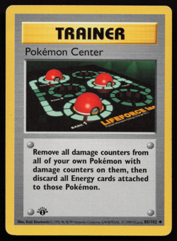 1st Edition Shadowless Pokemon Center! Base Set Trainer 85/102 MP* - Image 1