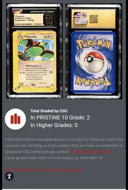 (POP 2!) CGC 10 PRISTINE Pokemon 2002 Expedition Base Set 88/165 Pidgeotto - Image 3