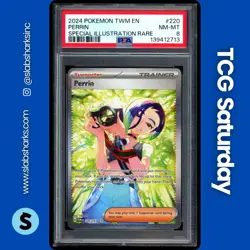 2024 POKEMON TWILIGHT MASQUERADE #220/167 PERRIN SPECIAL ILLUSTRATION RARE PSA 8 - Image 1