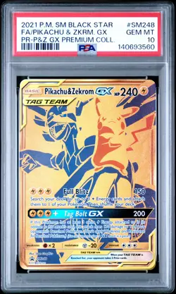 2021 POKEMON SM BLACK STAR PROMO #SM248 FULL ART/PIKACHU & ZEKROM GX PSA 10 - Image 1