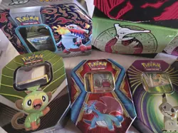 Lot of 9 2015+ Empty Pokemon Collection Tins & Cards & Stickers 2025 Calendar - Image 3
