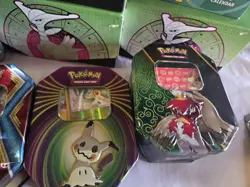Lot of 9 2015+ Empty Pokemon Collection Tins & Cards & Stickers 2025 Calendar - Image 4