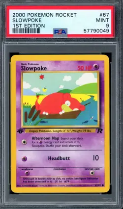 PSA 9 Pokemon 2000 1st Edition Team Rocket Slowpoke #67 - Image 1