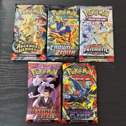 Pokemon TCG Pack Lot Of 5 Packs Ascended Heroes, Prismatic, Crown Zenith, DR, PF - Image 1