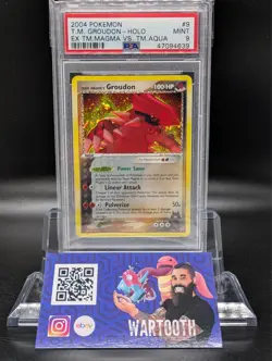 2004 POKEMON EX TEAM MAGMA VS TEAM AQUA #9 TEAM MAGMA'S GROUDON-HOLO PSA 9 - Image 1