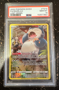 Pokemon TCG Snorlax TG10 SWSH LOST ORIGIN TRAINER GALLERY PSA 10 GEM MINT - Image 1