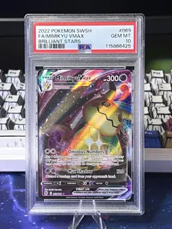 PSA 10 GEM MINT Mimikyu VMAX 069/172 Brilliant Stars Ultra Rare Holo Pokemon TCG - Image 1