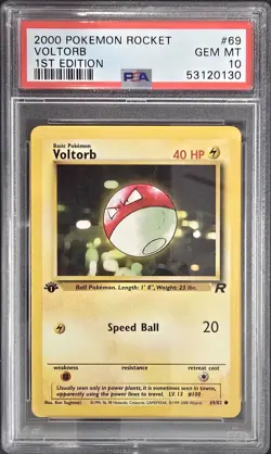 2000 POKEMON ROCKET 1ST EDITION #69 VOLTORB PSA 10 - Image 1