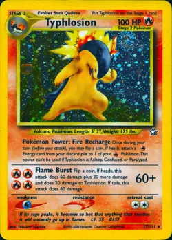 TYPHLOSION 17/111 HOLO RARE NEO GENESIS POKEMON UNLIMITED HOLO MP - Image 1