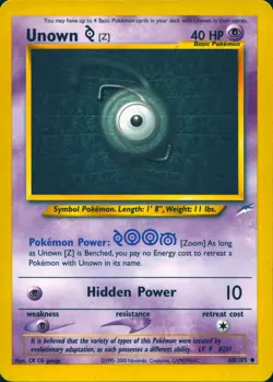 UNOWN [Z] 60/105 UNCOMMON NEO DESTINY POKEMON UNLIMITED MP - Image 1