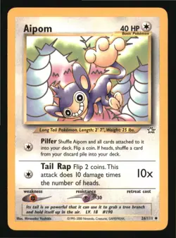 Aipom 26/111 Uncommon Neo Genesis Pokemon Unlimited Lightly Played - Image 1