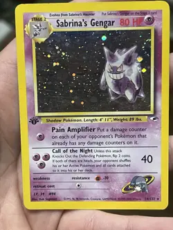 Pokemon TCG Sabrina's Gengar Holo Rare 1st Edition Gym Heroes 14/132 SWIRL MP - Image 1