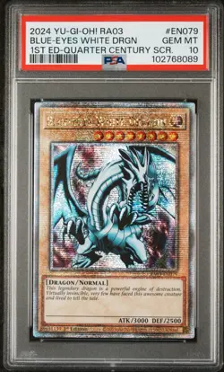 Blue-Eyes White Dragon Yugioh 2024 RA03-EN079 Quarter Century Secret 1st PSA 10 - Image 1