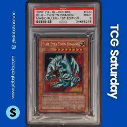 2002 YU-GI-OH! MAGIC RULER 1ST EDITION #MRL-000 BLUE-EYES TOON DRAGON PSA 9 - Image 1