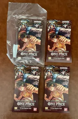 One Piece TCG (4) OP-02 Sleeved Booster Packs Total Of 4 Factory Sealed - Image 1