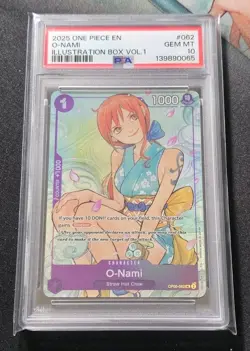 2025 ONE PIECE PROMOS ILLUSTRATION BOX VOL.1 #062 O-NAMI PSA 10 - Image 1