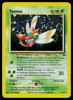 Pokemon Card - Yanma Neo Discovery 17/75 Holo Unlimited Holo Rare - Image 1