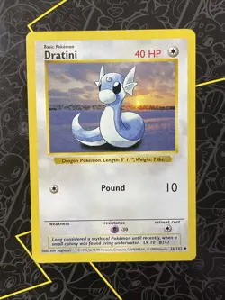 Dratini 26/102 Uncommon Pokemon Card Shadowless Base Set D1 - Image 1