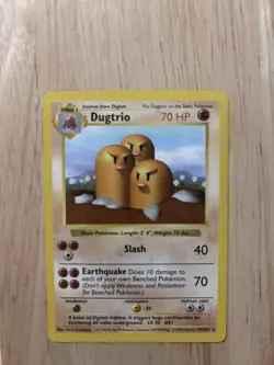 Pokemon TCG Dugtrio Base Set 19/102 Shadowless Rare Card in LP Condition - Image 1