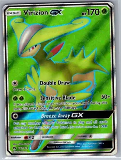 Virizion GX (Full Art) 197/214 SM - Lost Thunder - Pokemon Card - NM - Image 1