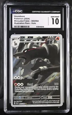 CGC 10 Houndoom 066/064 Illustration Rare Shrouded Fable Pokemon Card - Image 1