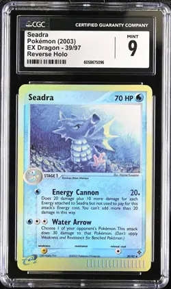 CGC 9 MINT Seadra 2003 EX Dragon 39/97 Reverse Holo Pokemon Card - Image 1