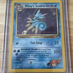 Pokemon TCG Misty's Seadra Prerelease Holo Promo Gym Heroes 9/132 2000 Card - Image 1