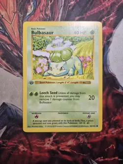 Bulbasaur 44/102 1st Edition Shadowless Base Set Regular LP/MP - Pokemon Card - Image 1