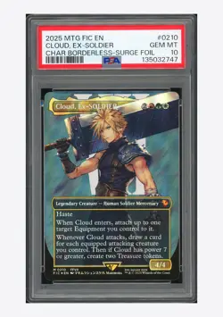 MTG PSA 10 Cloud, EX-Soldier Char Borderless Surge Foil 2025 #0210 FIN English - Image 1